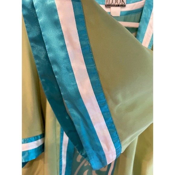 Randolph Duke SILK Open Front Short Kimono Blue Green Reversible Sz 8 Boho Artsy - Picture 6 of 13